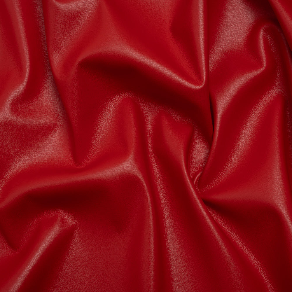 Stretch Faux Leather with Suede-Like Brushed Backing - Red - Jodi Collection