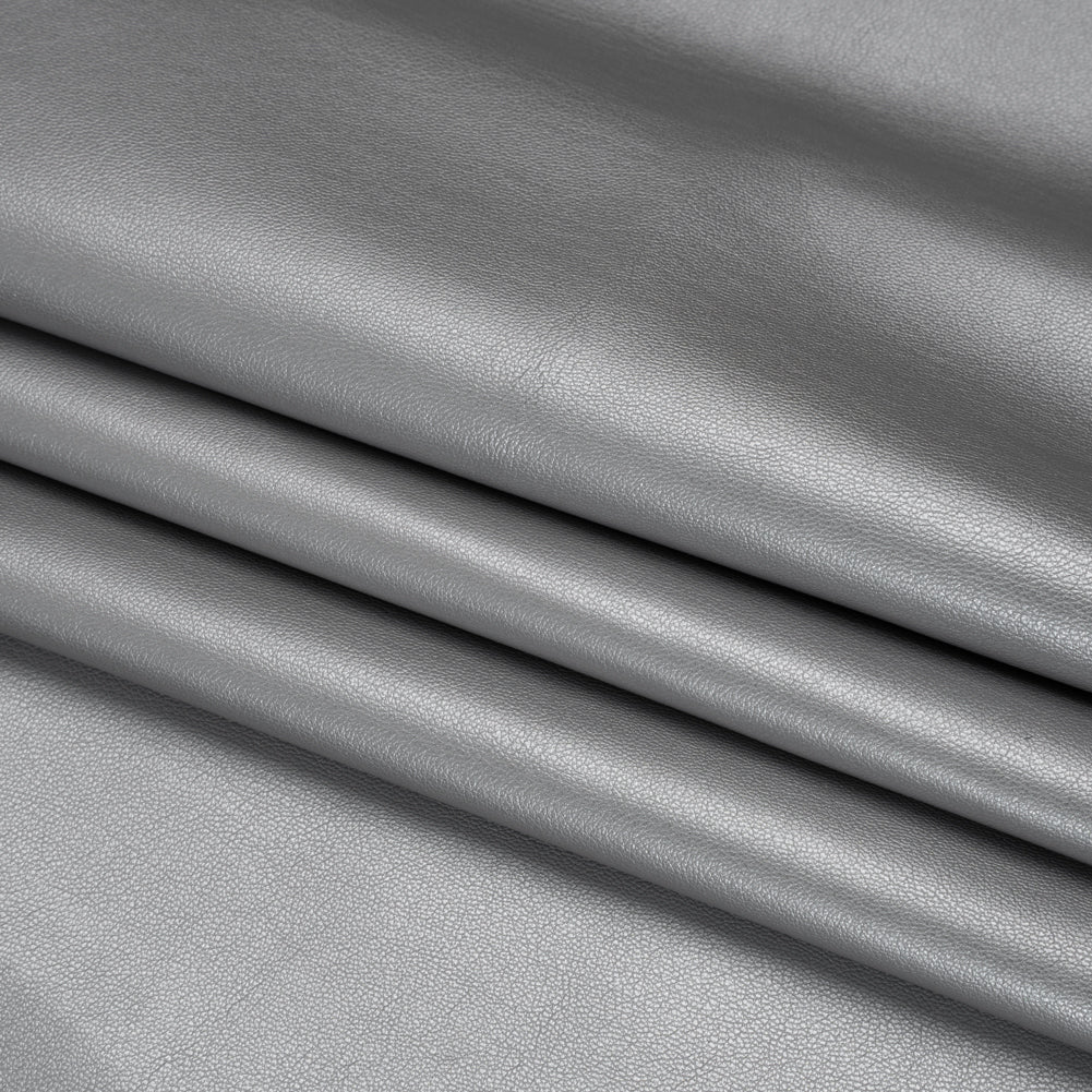 Stretch Faux Leather with Suede-Like Brushed Backing - Metallic Silver - Jodi Collection Detail