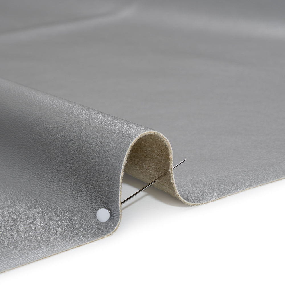 Stretch Faux Leather with Suede-Like Brushed Backing - Metallic Silver - Jodi Collection Full
