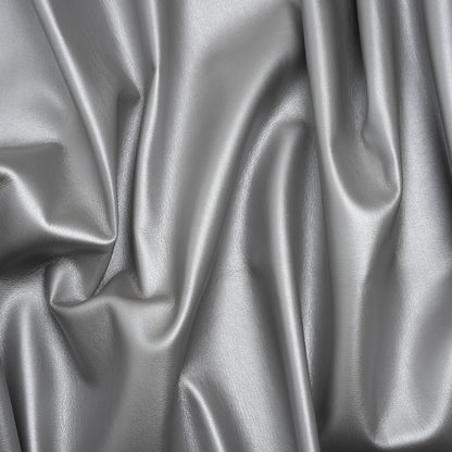 Stretch Faux Leather with Suede-Like Brushed Backing - Metallic Silver - Jodi Collection Drape