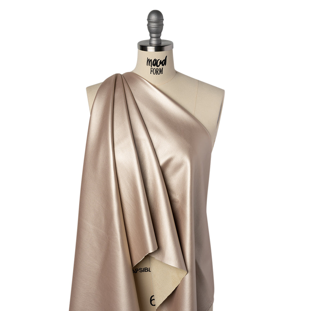 Stretch Faux Leather with Suede-Like Brushed Backing - Metallic Pale Rose Gold - Jodi Collection - Folded