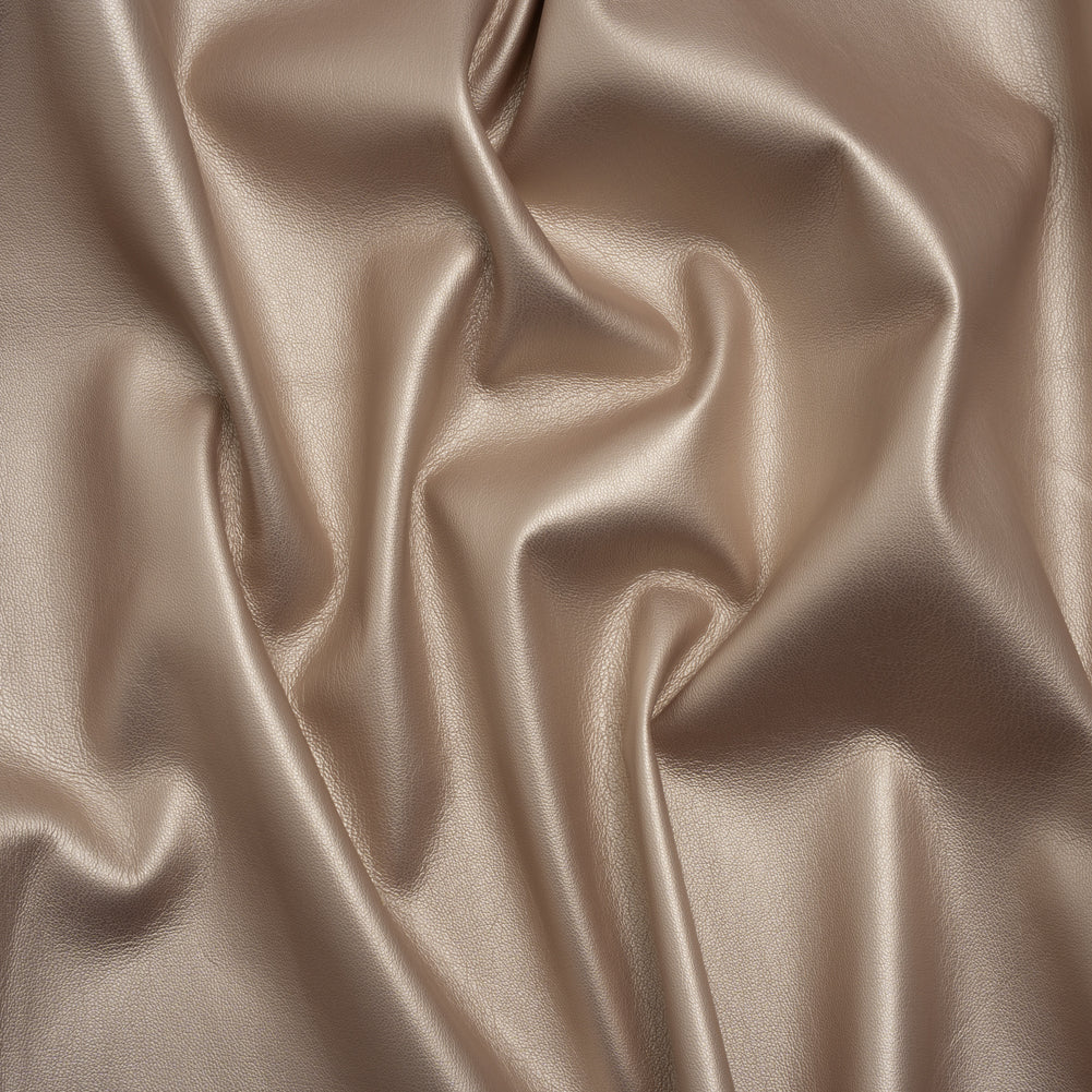 Stretch Faux Leather with Suede-Like Brushed Backing - Metallic Pale Rose Gold - Jodi Collection - Drape