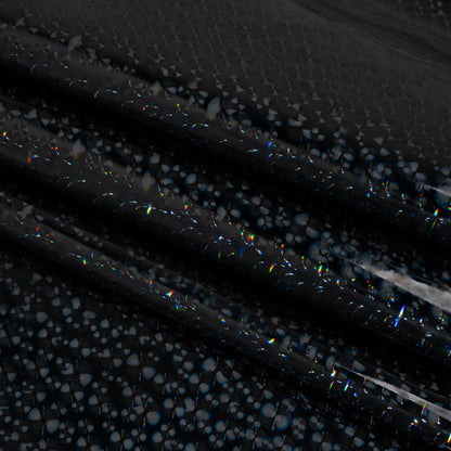 Holographic 3D Faux Patent Leather - Black Bubble Dots