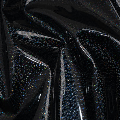 Holographic 3D Faux Patent Leather - Black Bubble Dots