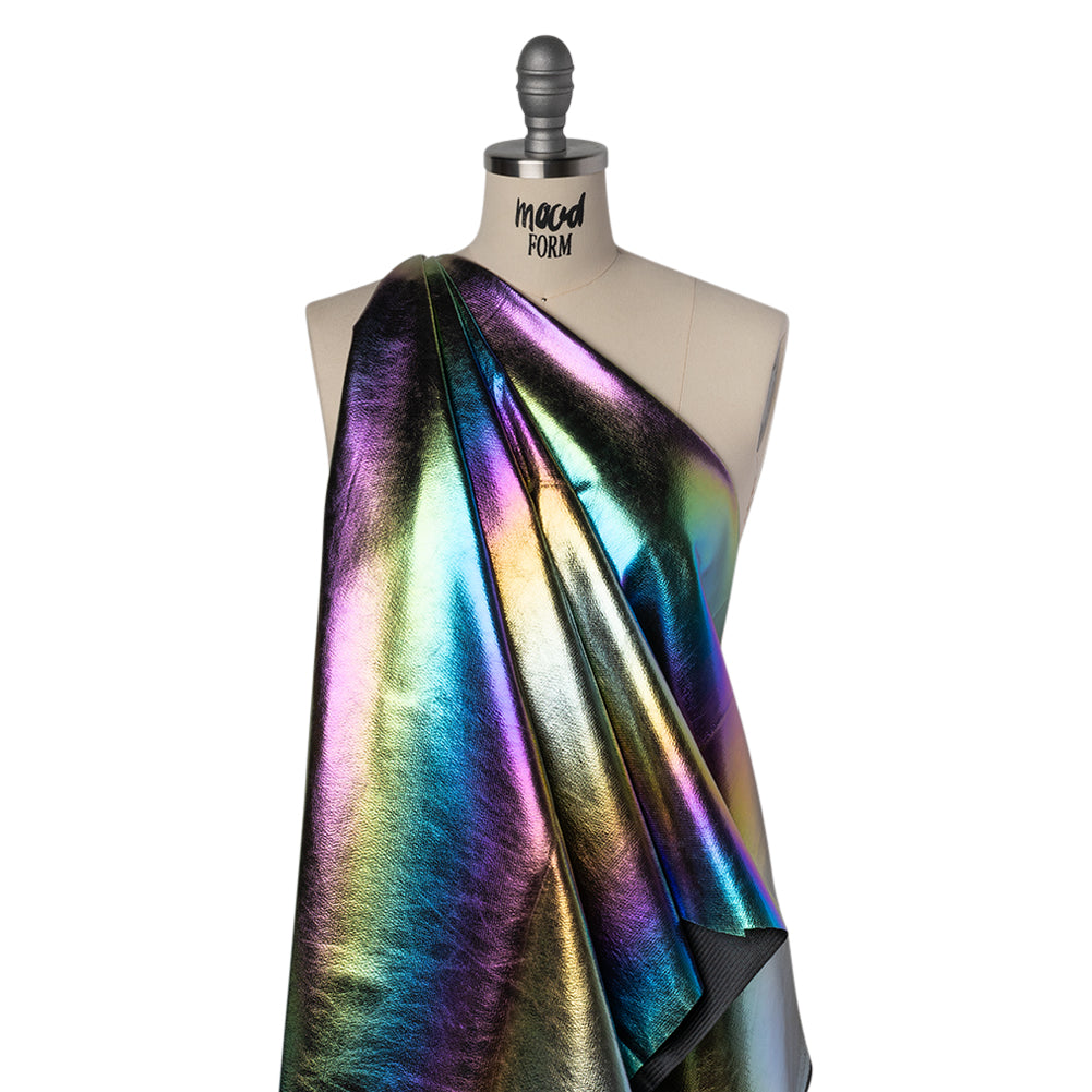 Crinkled Metallic Faux Leather - Bright Rainbow Ombre - Adriana Collection - Folded