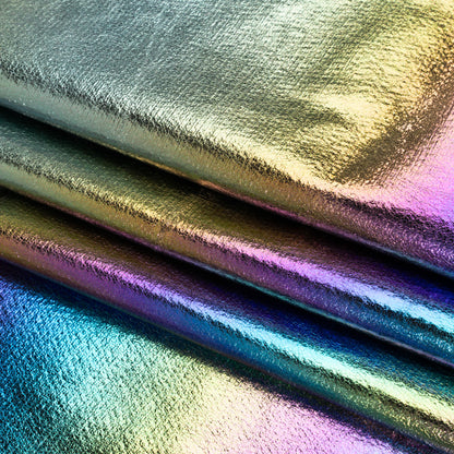 Crinkled Metallic Faux Leather - Bright Rainbow Ombre - Adriana Collection