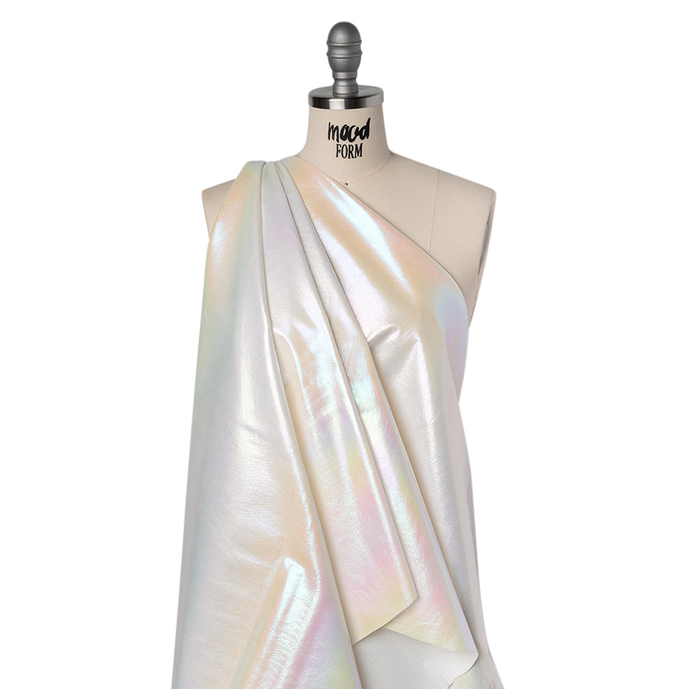 Crinkled Metallic Faux Leather - Pale Yellow and Blue Ombre - Adriana Collection - Folded