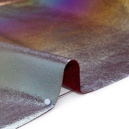 Crinkled Metallic Faux Leather - Silver, Yellow and Fuchsia Ombre - Adriana Collection