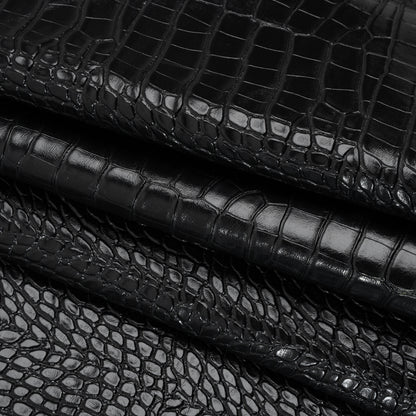 Crocodile Faux Leather Vinyl - Black - Kristin Collection