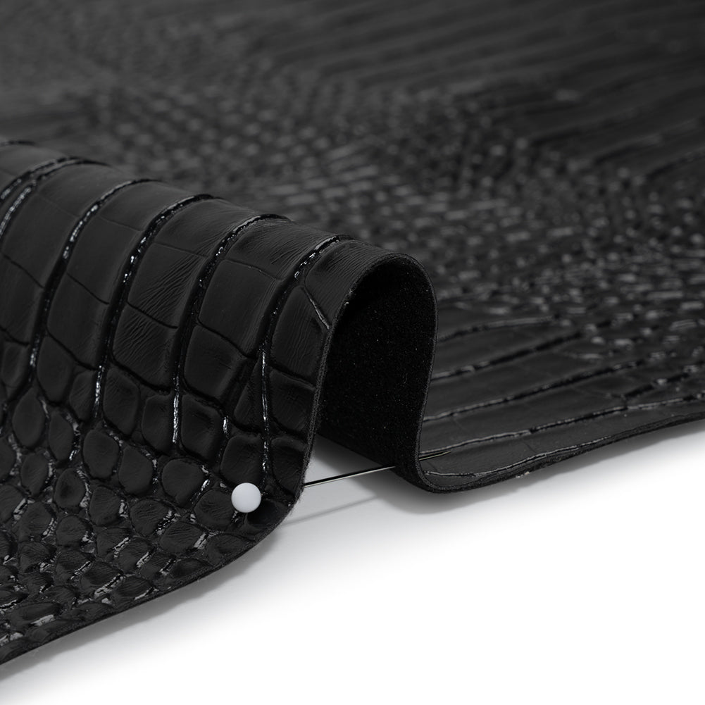 Crocodile Faux Leather Vinyl - Black - Kristin Collection - Full
