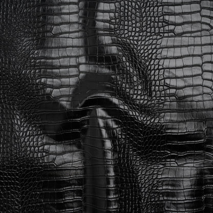 Crocodile Faux Leather Vinyl - Black - Kristin Collection