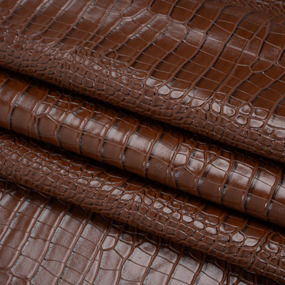 Crocodile Faux Leather Vinyl - Brown - Kristin Collection