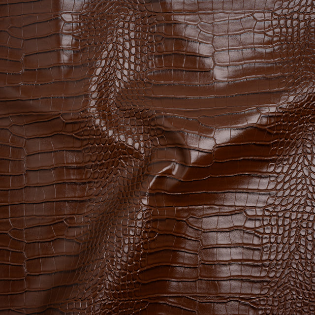 Crocodile Faux Leather Vinyl - Brown - Kristin Collection