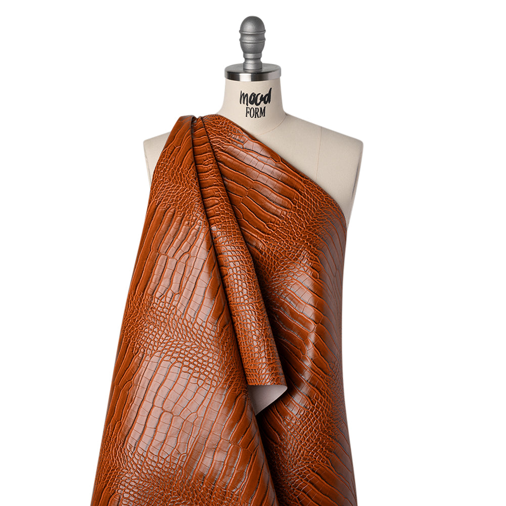 Crocodile Faux Leather Vinyl - Burnt Orange - Kristin Collection