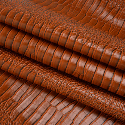Crocodile Faux Leather Vinyl - Burnt Orange - Kristin Collection