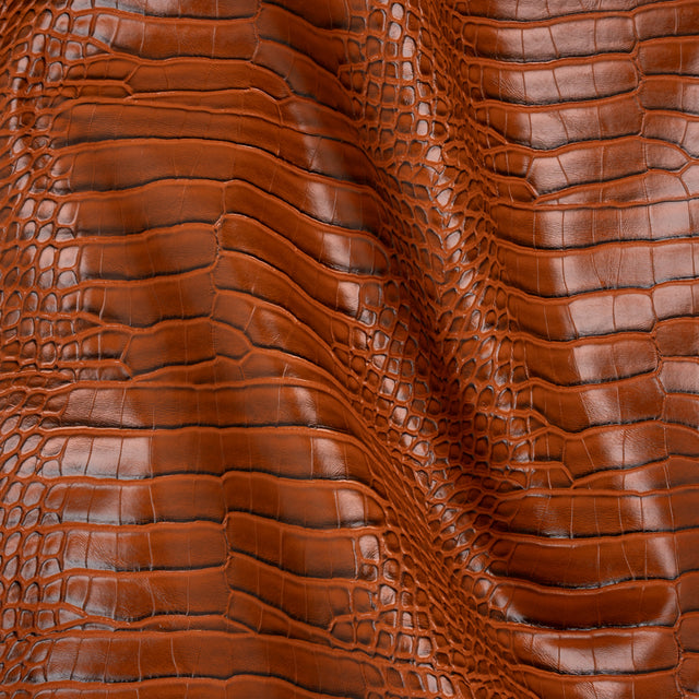 Crocodile Faux Leather Vinyl - Burnt Orange - Kristin Collection