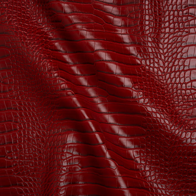 Crocodile Faux Leather Vinyl - Tango Red - Kristin Collection