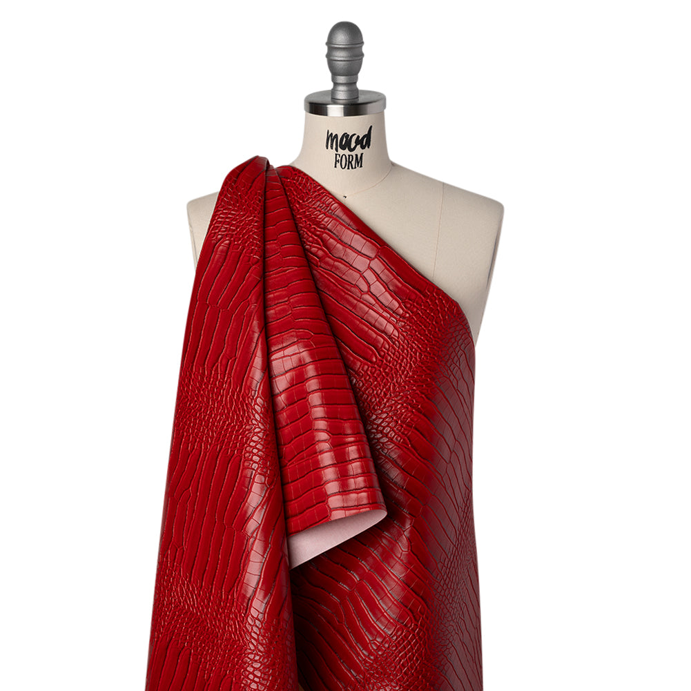 Crocodile Faux Leather Vinyl - Red - Kristin Collection - Folded