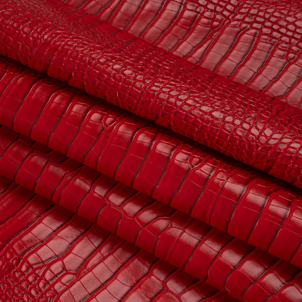 Crocodile Faux Leather Vinyl - Red - Kristin Collection - Detail