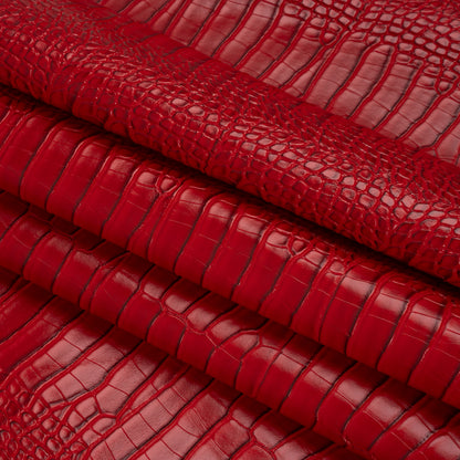 Crocodile Faux Leather Vinyl - Red - Kristin Collection