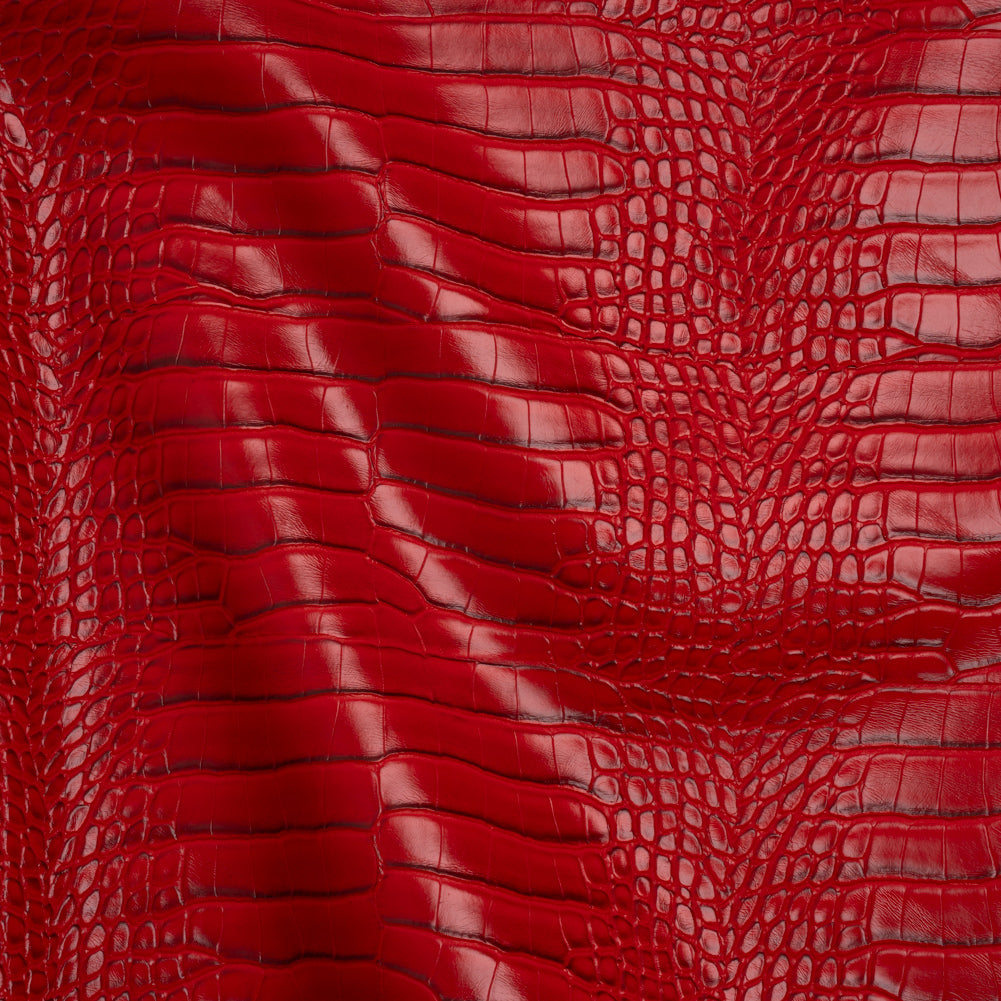 Crocodile Faux Leather Vinyl - Red - Kristin Collection - Drape