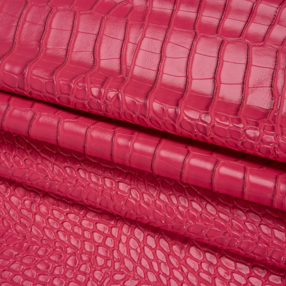 Crocodile Faux Leather Vinyl - Hot Pink - Kristin Collection - Detail