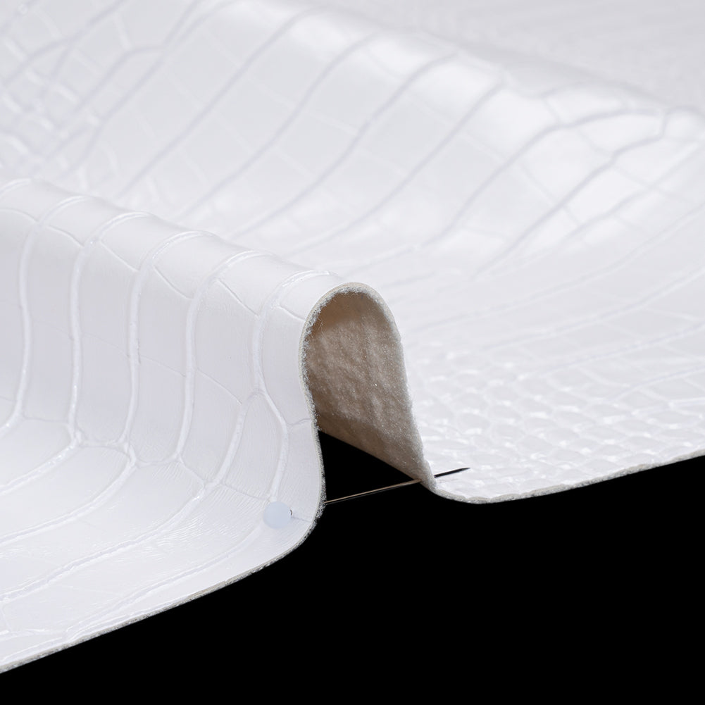 Crocodile Faux Leather Vinyl - White - Kristin Collection Full