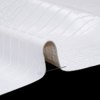 Crocodile Faux Leather Vinyl - White - Kristin Collection Full