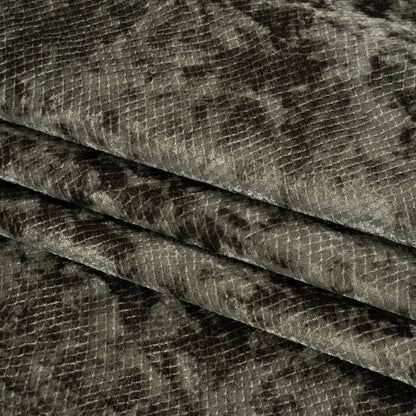 Snakeskin Embossed Polyester Crushed Velvet - Sage Green - Mireia Collection