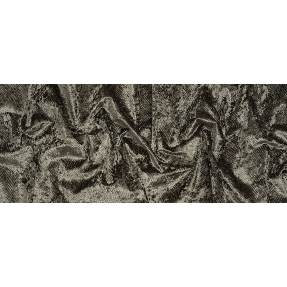 Snakeskin Embossed Polyester Crushed Velvet - Sage Green - Mireia Collection