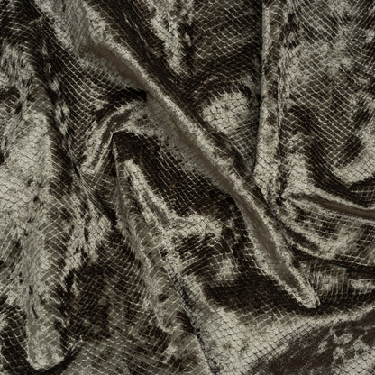 Snakeskin Embossed Polyester Crushed Velvet - Sage Green - Mireia Collection
