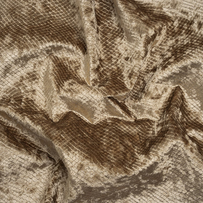 Snakeskin Embossed Polyester Crushed Velvet - Bronze - Mireia Collection