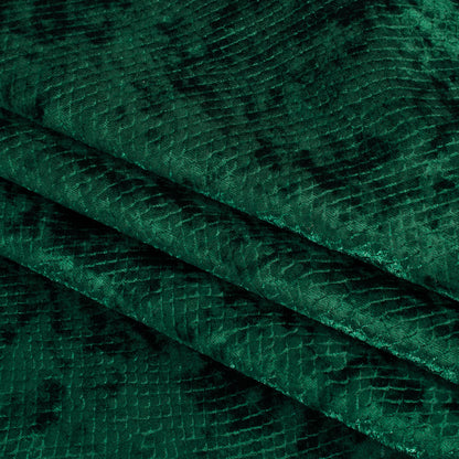 Snakeskin Embossed Polyester Crushed Velvet - Emerald Green - Mireia Collection