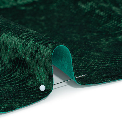 Snakeskin Embossed Polyester Crushed Velvet - Emerald Green - Mireia Collection
