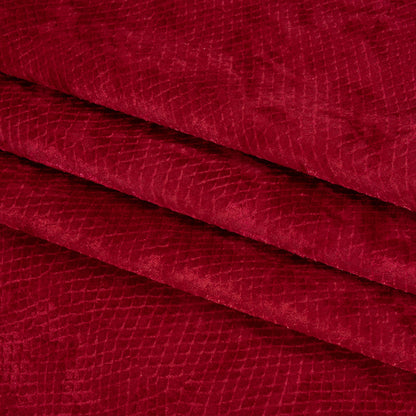 Snakeskin Embossed Polyester Crushed Velvet - Red - Mireia Collection Detail