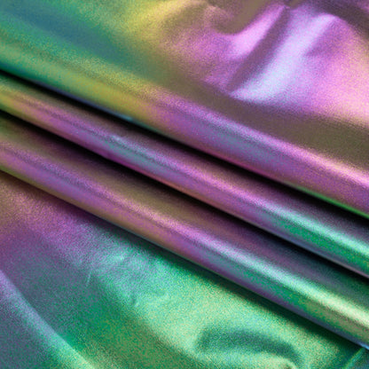 Metallic Lame Jacketing - Rainbow Ombre Stripe on Black - Inez Collection