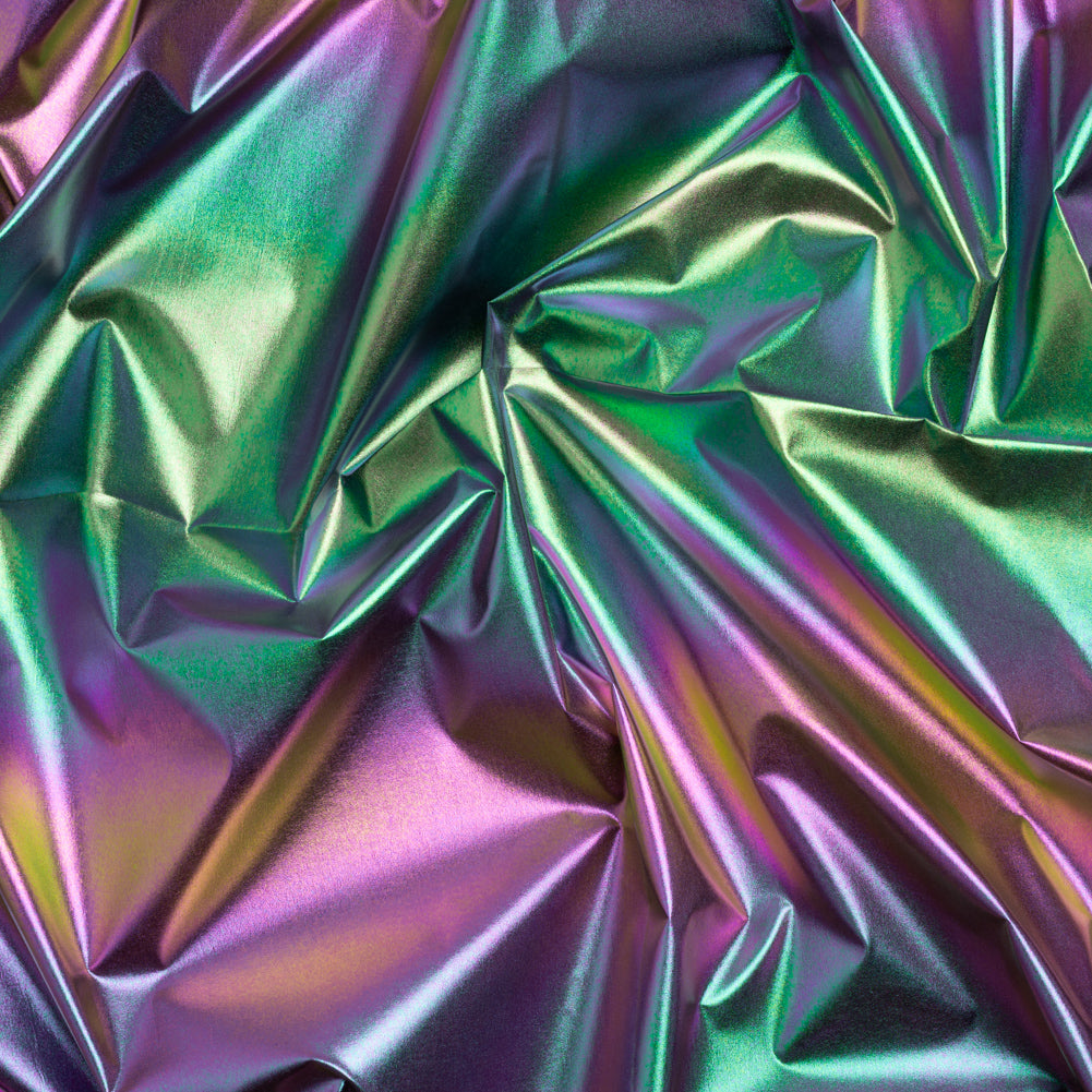 Metallic Lame Jacketing - Rainbow Ombre Stripe on Black - Inez Collection