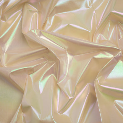 Metallic Lame Jacketing - Pastel Rainbow Ombre Stripe on Light Yellow - Inez Collection