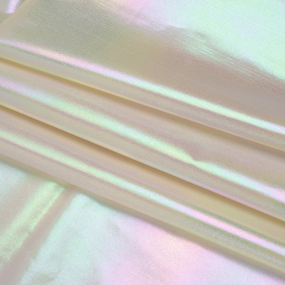 Metallic Lame Jacketing - Pastel Rainbow Ombre Stripe on Ivory - Inez Collection - Detail
