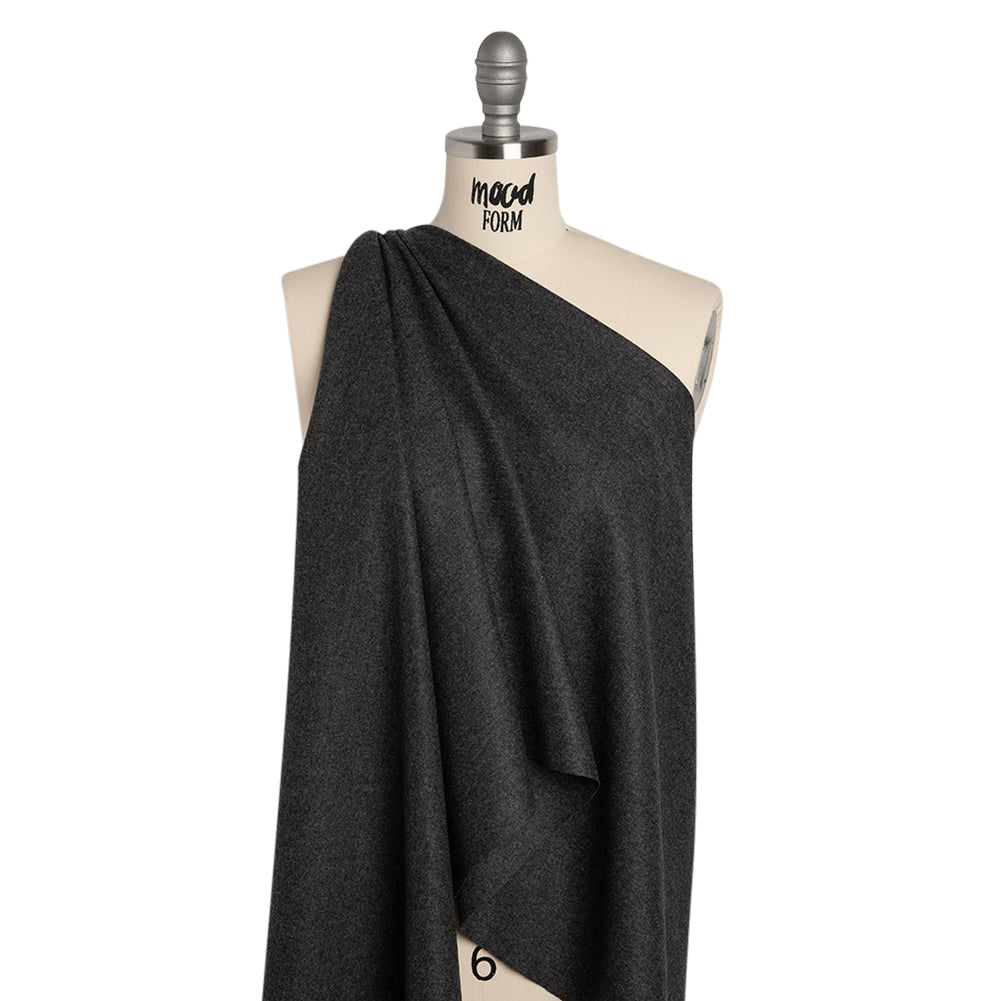 Super 130s Wool Flannel Suiting Made in Italy - Heathered Gray - Deadstock - Drape