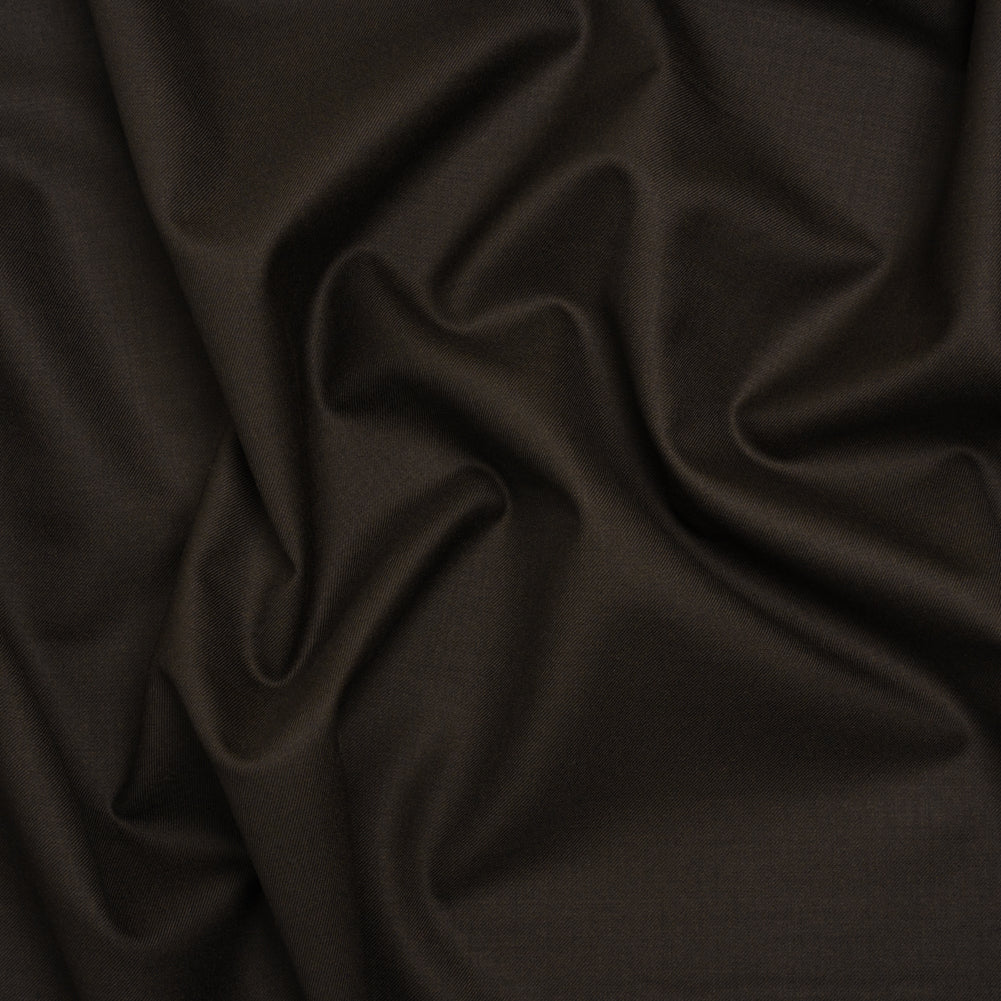 Super 150s Wool Twill Suiting Made in Italy - Coffee Brown - Deadstock