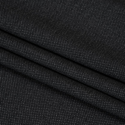 Super 120s Wool Dobby Suiting Made in Italy - Black and White Spots - Deadstock