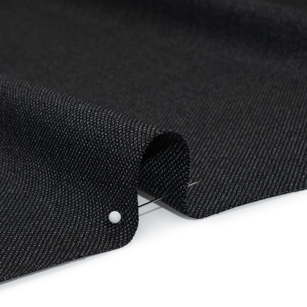 Super 120s Wool Dobby Suiting Made in Italy - Black and White Spots - Deadstock