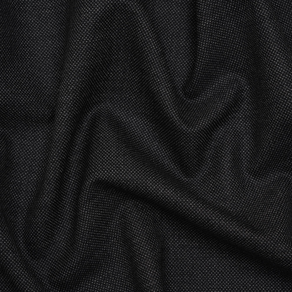 Super 120s Wool Dobby Suiting Made in Italy - Black and White Spots - Deadstock