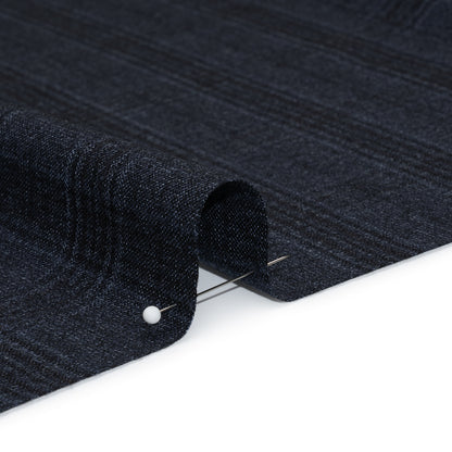 Super 130s Wool Suiting Made in Italy - Dark Blue and Black Plaid - Deadstock