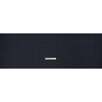 Super 130s Wool Suiting Made in Italy - Dark Blue and Black Plaid - Deadstock