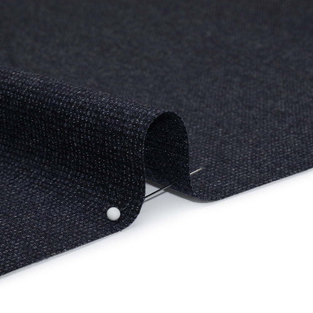 Super 130s Wool Dobby Suiting Made in Italy - Navy and White Spots - Deadstock