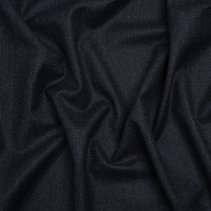 Super 130s Wool Dobby Suiting Made in Italy - Navy and White Spots - Deadstock