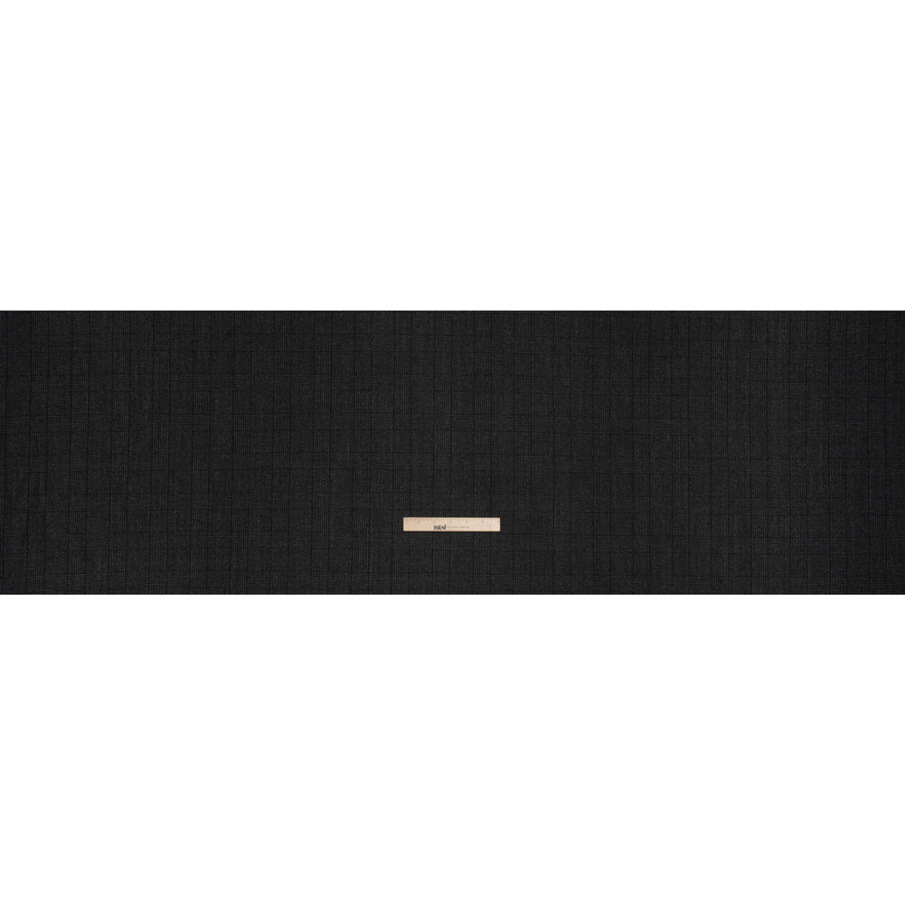 Super 110s Wool Twill Suiting Made in Italy - Black and White Glen Plaid - Deadstock
