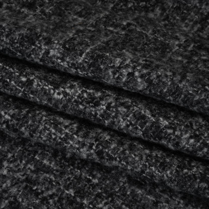 Plush Brushed Wool and Alpaca Boucle Coating Made in Italy - Black and White Heathered - Deadstock